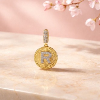 Zirkon Taşlı R Harf Gold Küpe | Paslanmaz Çelik Minimal Kadın Takısı