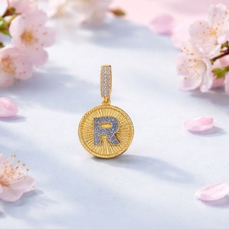 Zirkon Taşlı R Harf Gold Küpe | Paslanmaz Çelik Minimal Kadın Takısı