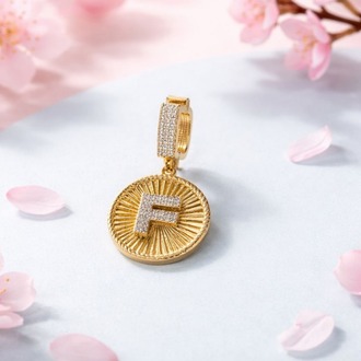 Zirkon Taşlı F Harf Gold Küpe | Paslanmaz Çelik Minimal Kadın Takısı