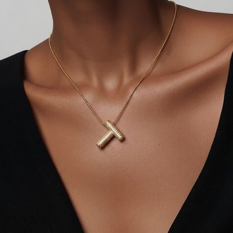 Zirkon Taşlı T Harf Kolye | Gold Çelik Minimal Harf Kolye