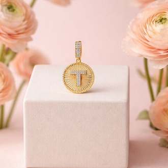 Zirkon Taşlı T Harf Gold Küpe | Paslanmaz Çelik Minimal Kadın Takısı