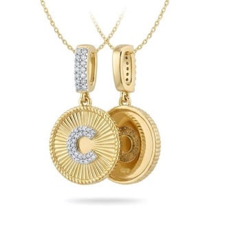 Zirkon Taşlı C Harf Gold Küpe | Paslanmaz Çelik Şık Kadın Takısı