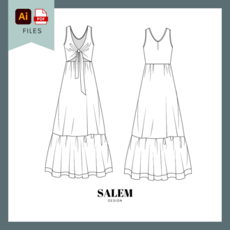 Womens Dresses - 6 Pieces FLAT SKETCHES