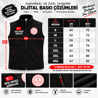 OKUL BAHÇE GÖREVLİSİ BASKILI SOFTSHELL PREMİUM YELEK