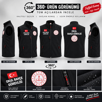 OKUL BAHÇE GÖREVLİSİ BASKILI SOFTSHELL PREMİUM YELEK