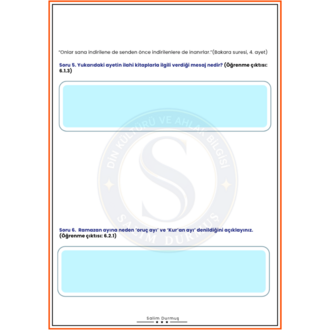 6. Sınıf Din Kültürü 1. Dönem 1. Yazılı Fasikülü (2026-2027 PDF)
