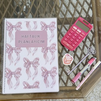 DEFTER  BASKI - HAFTALIK PLANLAYICI KURDELA TEMALI DEFTER 54SYF