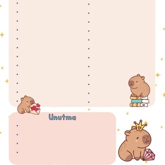 KAPIBARA OKUMA GUNLUGU PEMBE TEMA + Kapibara Sticker Set