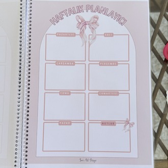 DEFTER  BASKI - HAFTALIK PLANLAYICI KURDELA TEMALI DEFTER 54SYF