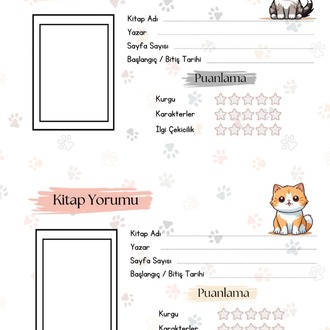 KEDİ TEMALI KİTAP GÜNLÜĞÜ