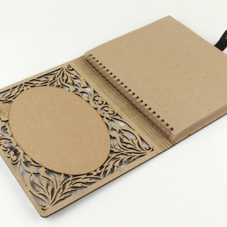 ahşap desenli akordiyon defter