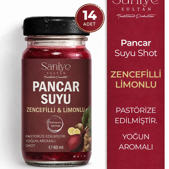 Pancar Suyu 14 lü Paket (zencefil ve limonlu) Shot | 60 ml × 14 Günlük Kür