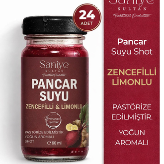 Pancar Suyu 24’lü Paket (Zencefil ve Limonlu) Shot | 60 ml × 24 Günlük Kür