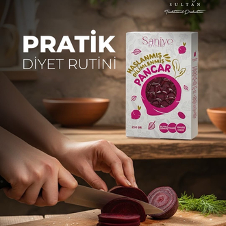 Kullanıma hazır, haşlanmış ve dilimlenmiş pancar – vakumlu paket 250 gr