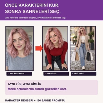 AI Influencer Studio 126 | Karakter Oluşturma ve 126 Sahne Kiti