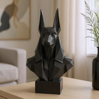 Geometrik Siyah Köpek Heykeli Modern Dekorasyon