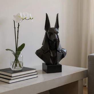 Geometrik Siyah Köpek Heykeli Modern Dekorasyon