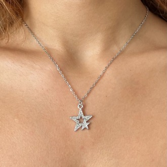 Silver Çelik Stargirl Yıldız Taşlı Kolye