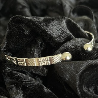 Silver Çelik Etnik Motif Manşet Bileklik