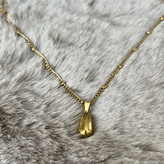 Gold Çelik Damla Kolye 
