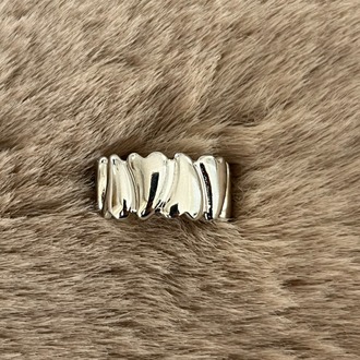 Silver Çelik Sıralı Kalp Yüzük
