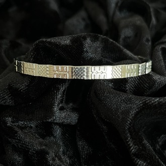 Silver Çelik Etnik Motif Manşet Bileklik