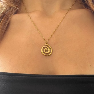 Gold Çelik Spiral Kolye 