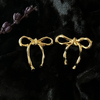 Gold Çelik Ribbon Kurdele Küpe