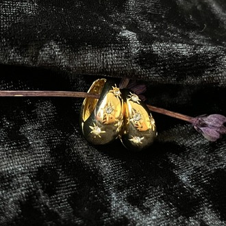 Gold Çelik Yıldız Taşlı Küpe