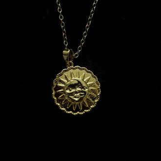 Gold Çelik Ay Güneş Kolye 