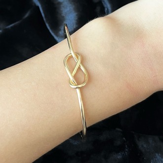 Gold Çelik Knot Düğüm Manşet Bileklik