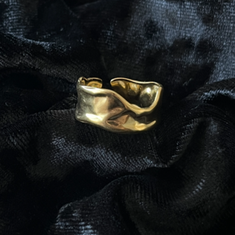 Çelik Gold Asimetrik Kesim Yüzük