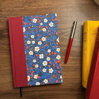 Japon Çiçek Desenli Ciltli Defter (Çizgisiz)