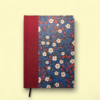 Japon Çiçek Desenli Ciltli Defter (Çizgisiz)