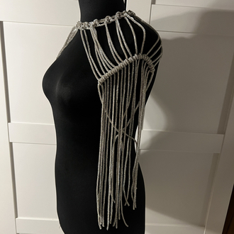 SE’Atelier Kristal Örgü Yaka ve Saçaklı Omuz Aksesuarı