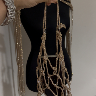 SE’Atelier Luxury Kristal Kordon Örgü Telefon Çantası