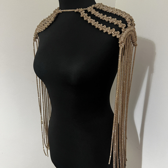 SE’Atelier - Rose Kristal saçaklı Tasarım Omuzluk / Crystal Epaulette