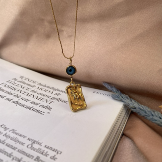 gold plaka IV kolye | çelik