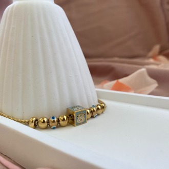 gold charmy eye bileklik | çelik