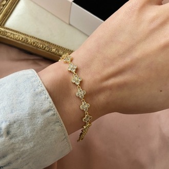 gold yonca bileklik | altın kaplama
