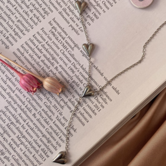 silver hearts kolye | çelik