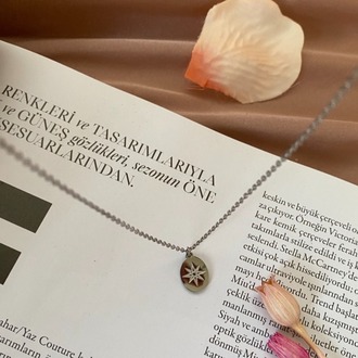 mini star plaka kolye | çelik