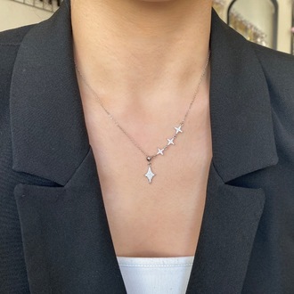 silver asansörlü sparkle kolye | altın kaplama