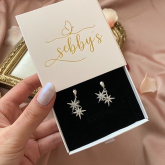 silver kutup yıldızı küpe | altın kaplama