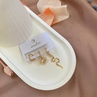 snake and eye 3lü küpe seti | altın kaplama