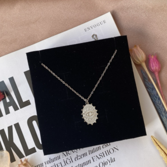silver göz antik kolye | çelik