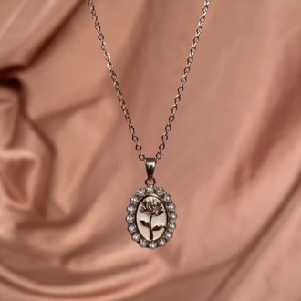 vintage rose kolye | çelik