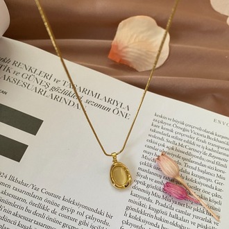 gold white stone kolye | çelik