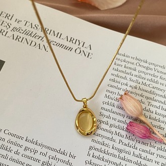 gold white stone kolye | çelik