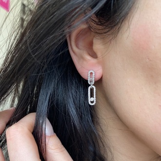 silver linked küpe | altın kaplama